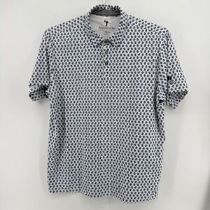 AndersonOrd Polo Shirt Mens 2XL White Flip Flop Print Polyester Stretch Golf